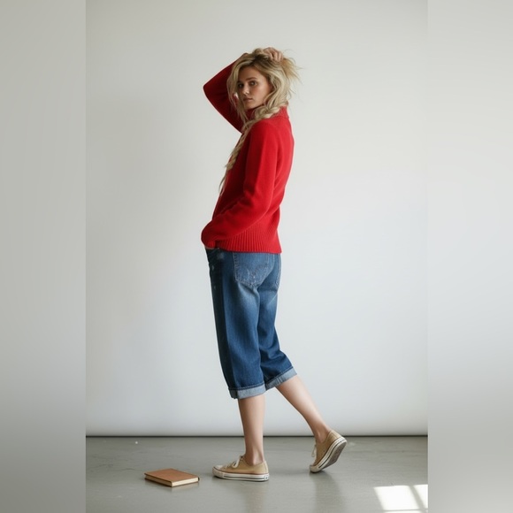 70’s McGregor Vibrant Red Scottish Shetland Wool Turtleneck Sweater - Picture 5 of 8